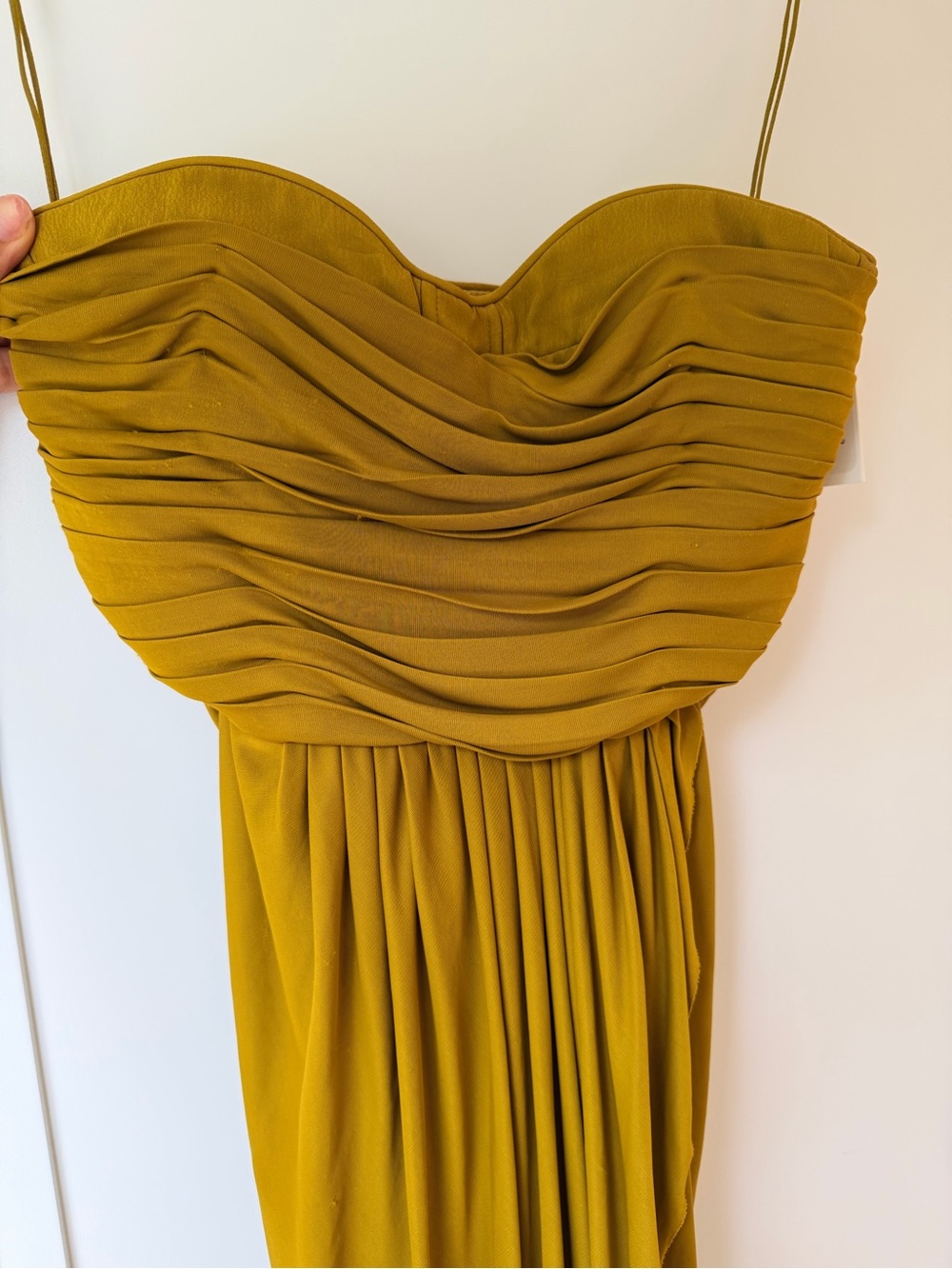 Proenza Schouler Mustard Green Strapless Ruched Gown size 2